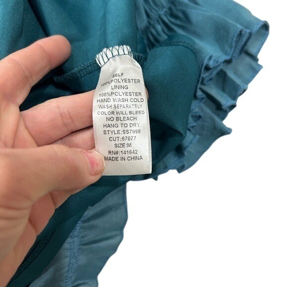 Emerald Satin Flowy Tiered Maxi Dress Ruffle Romantic  Boho - Picture 6 of 6